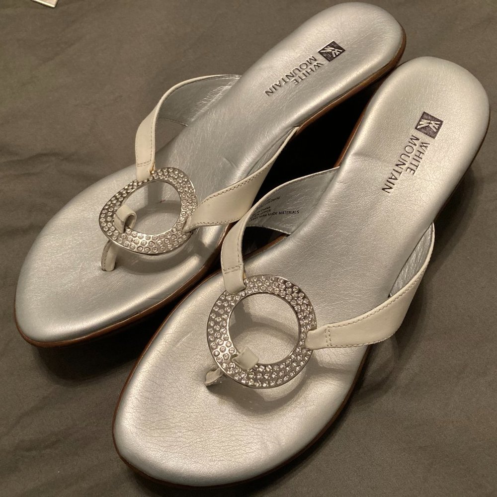 White and Silver Leather sandals